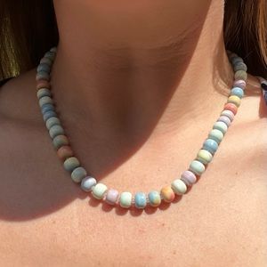 Ombré Pastel Rainbow Retro Style Tie Dyed Gemstone Candy Necklace